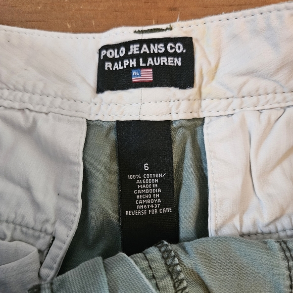 Polo Jeans Company Ralph Lauren Vintage Womens Utility Shorts Olive Green Size 6 - Picture 2 of 8